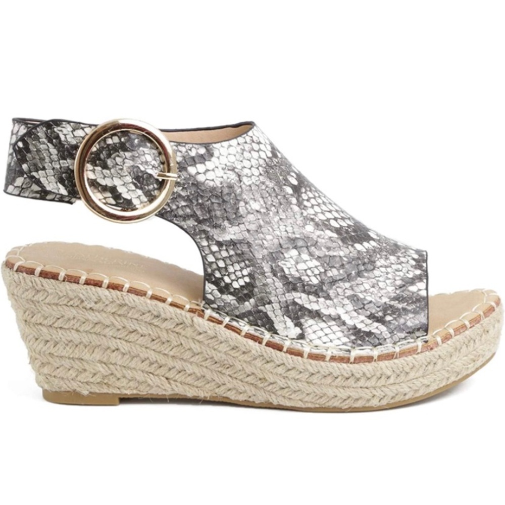 Snakeskin Pattern Platform Sandals With Silver Bu… - image 3